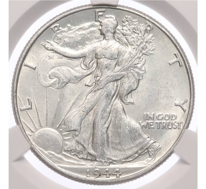 Монета 1/2 доллара 1944 года США — в слабе CPRC (AU58) (Артикул: K10-13331) — Фото №1