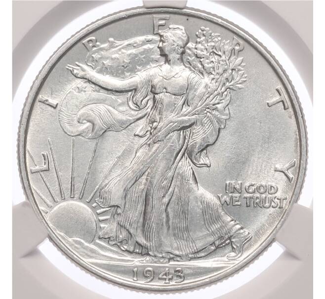 Монета 1/2 доллара 1943 года США — в слабе CPRC (MS62) (Артикул: K10-13332) — Фото №1