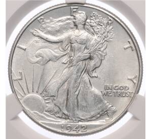 1/2 доллара 1942 года США — в слабе CPRC (MS61) — Фото №1