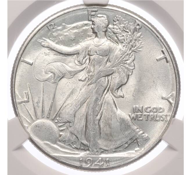 Монета 1/2 доллара 1941 года США — в слабе CPRC (MS63) (Артикул: K10-13334) — Фото №1