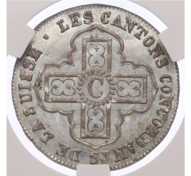 Монета 1 батцен 1829 года Швейцария — кантон Во — в слабе CPRC (MS63) (Артикул: K10-13335) — Фото №2