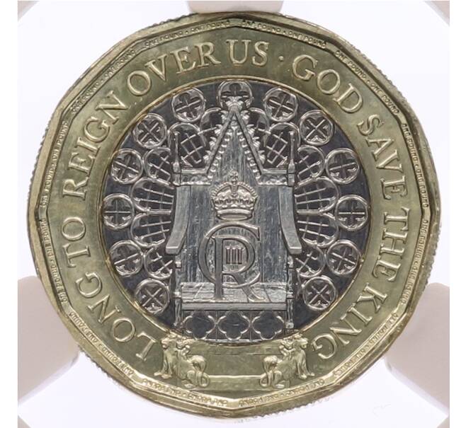 Монета 1 фунт 2024 года Гибралтар «Коронация Карла III» — в слабе CPRC (MS67) (Артикул: K10-13339) — Фото №2