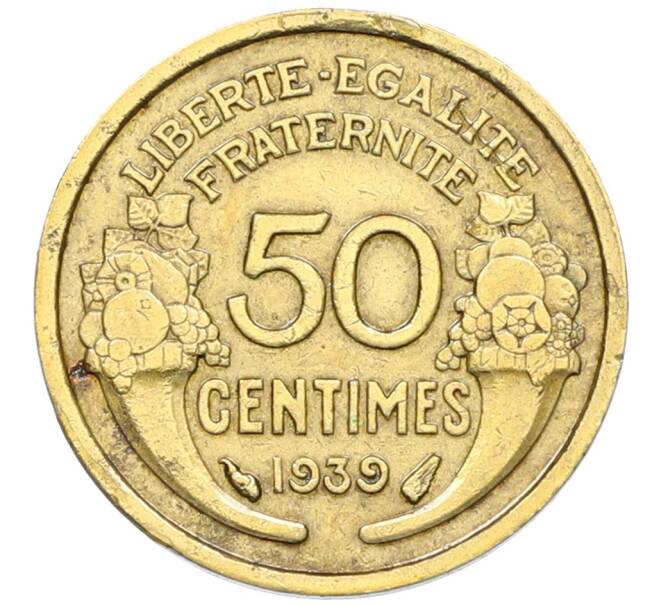 Монета 50 сантимов 1939 года Франция (Артикул: K10-13351) — Фото №1