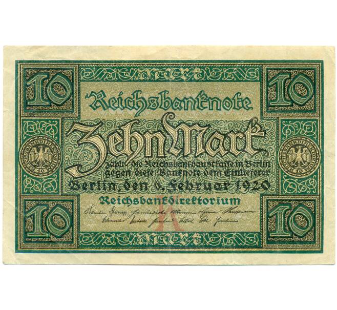 Банкнота 10 марок 1920 года Германия (Артикул: K10-13489) — Фото №1