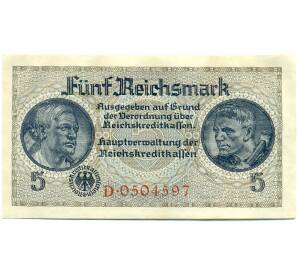 5 рейхсмарок 1940 года Германия (Для окупированных территорий) — Фото №1
