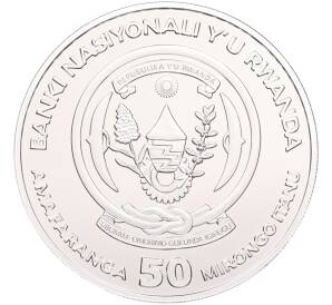 50 франков 2008 года Руанда «Африканская унция — Гориллы» — Фото №2