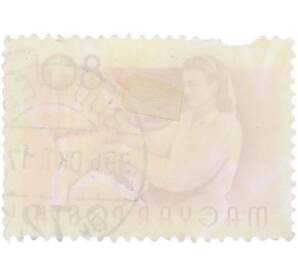 Почтовая марка 80 филлеров 1955 года Венгрия «Профессии — Работница текстильной фабрики» — Фото №2