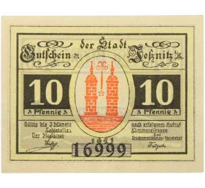 10 пфеннигов 1921 года Германия — город Йесниц (Нотгельд) — Фото №1