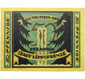 50 пфеннигов 1921 года Германия — город Бад-Липшпринге (Нотгельд) — Фото №2