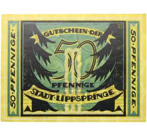 50 пфеннигов 1921 года Германия — город Бад-Липшпринге (Нотгельд) — Фото №2