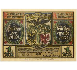 1 марка 1921 года Германия — город Фюрстенвальде-Шпрее (Нотгельд) — Фото №2