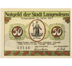 50 пфеннигов 1921 года Германия — город Лангевизен (Нотгельд) — Фото №2
