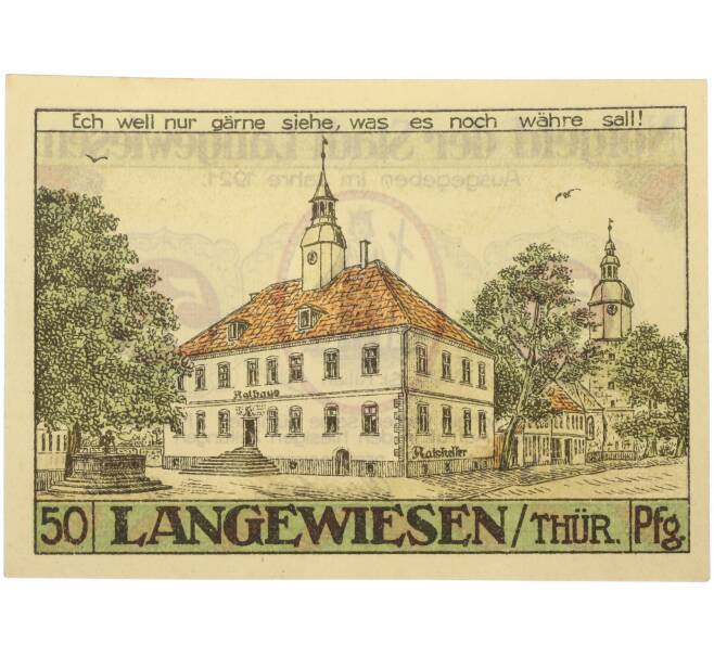 Банкнота 50 пфеннигов 1921 года Германия — город Лангевизен (Нотгельд) (Артикул: K10-13671) — Фото №1