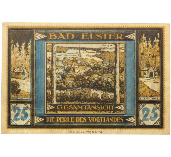 Банкнота 25 пфеннигов 1922 года Германия — муниципалитет Бад-Эльстер (Нотгельд) (Артикул: K10-13687) — Фото №2