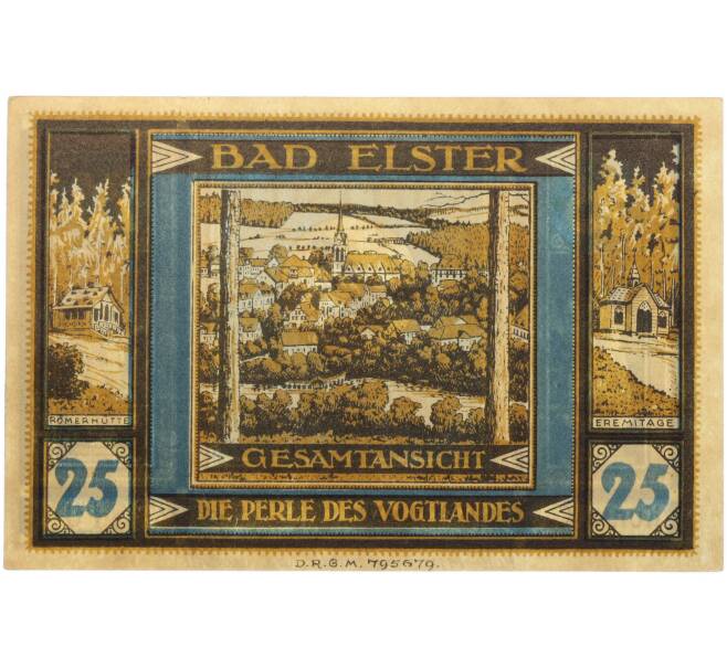 Банкнота 25 пфеннигов 1922 года Германия — муниципалитет Бад-Эльстер (Нотгельд) (Артикул: K10-13688) — Фото №2