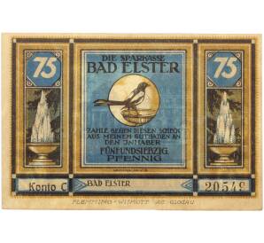 75 пфеннигов 1922 года Германия — муниципалитет Бад-Эльстер (Нотгельд) — Фото №1