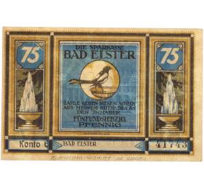 75 пфеннигов 1922 года Германия — муниципалитет Бад-Эльстер (Нотгельд) — Фото №1