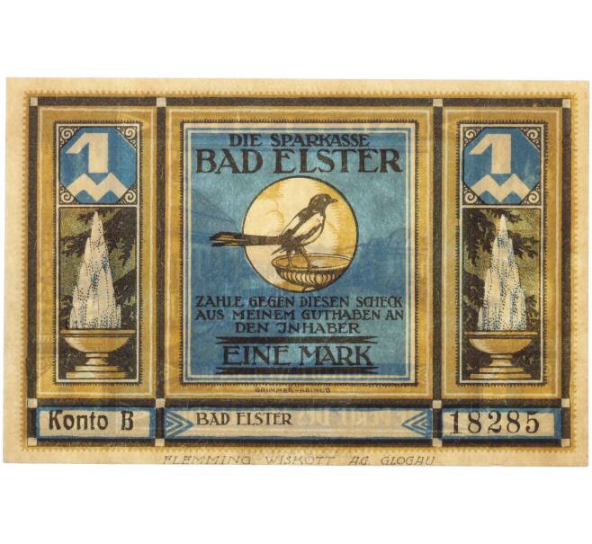 Банкнота 1 марка 1922 года Германия — муниципалитет Бад-Эльстер (Нотгельд) (Артикул: K10-13698) — Фото №1