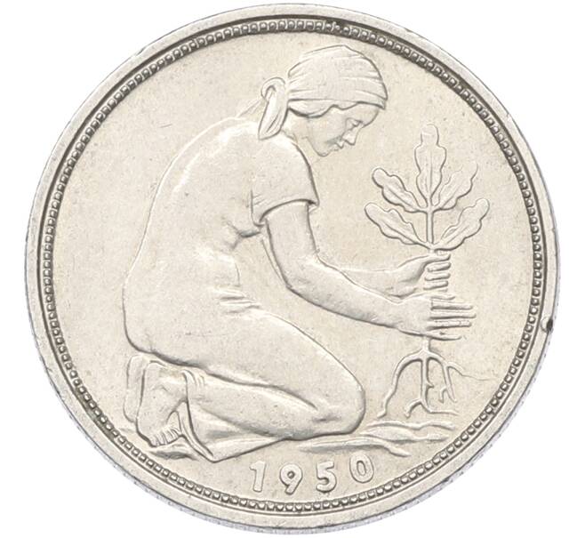 Монета 50 пфеннигов 1950 года D Западная Германия (ФРГ) (Артикул: K12-80223) — Фото №1