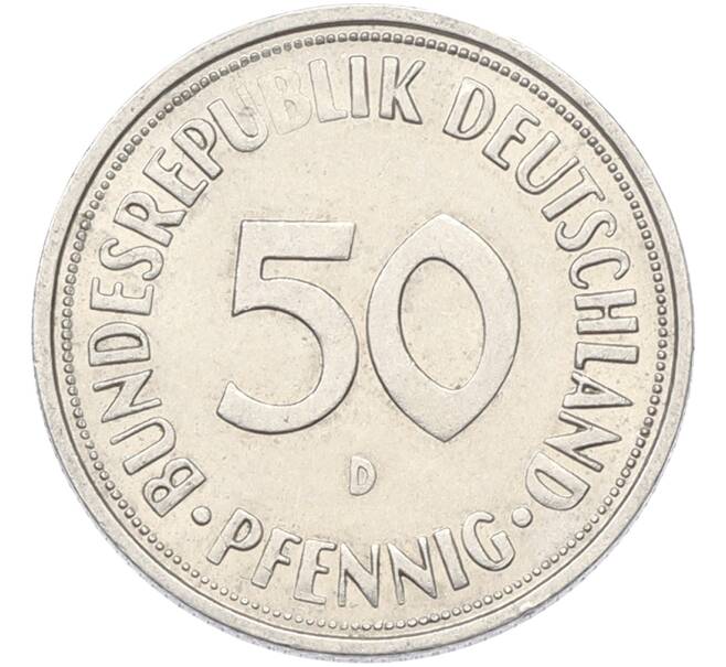 Монета 50 пфеннигов 1950 года D Западная Германия (ФРГ) (Артикул: K12-80223) — Фото №2