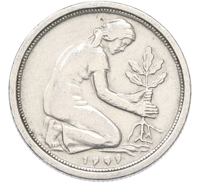 Монета 50 пфеннигов 1949 года G Западная Германия (ФРГ) (Артикул: K12-80224) — Фото №1