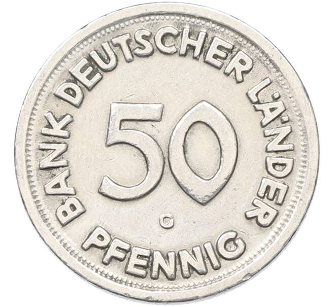 Монета 50 пфеннигов 1949 года G Западная Германия (ФРГ) (Артикул: K12-80224) — Фото №2