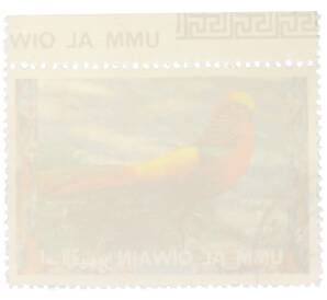 Почтовая марка 1 риал 1972 года Умм-эль-Кайвайн «Птицы — Золотой фазан» (Надпись авиапочты) — Фото №2