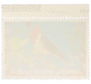 Почтовая марка 1 риал 1972 года Умм-эль-Кайвайн «Птицы — Краснохохлая кардиналовая овсянка» (Надпись авиапочты) — Фото №2