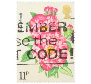 Почтовая марка 11 пенсов 1976 года Великобритания «Столетие Королевского национального общества розоводов — Роза Мунди» — Фото №1