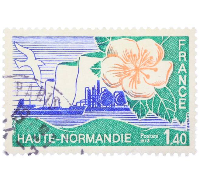 Почтовая марка 1.40 франка 1978 года Франция «Регионы Франции — Верхняя Нормандия» (Артикул: K12-80491) — Фото №1