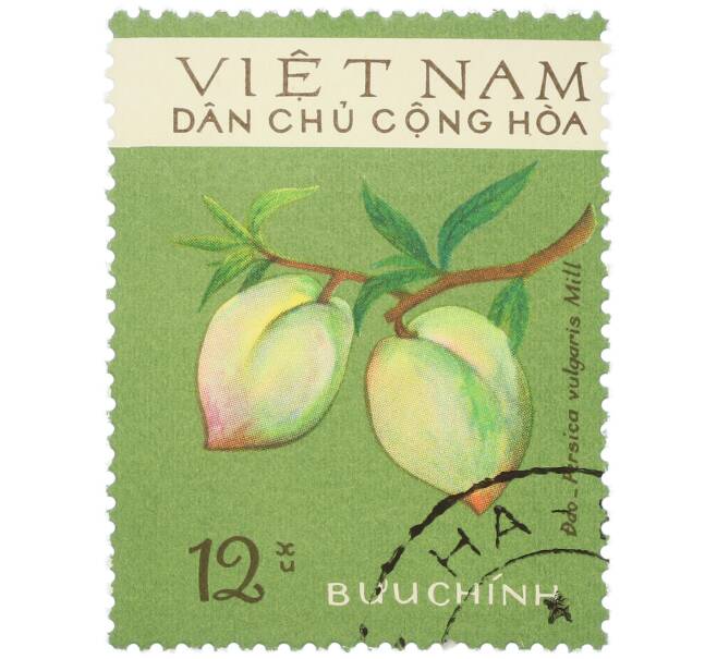 Почтовая марка 12 су 1975 года Северный Вьетнам (ДРВ) «Фрукты — Персик (Persica vulgaris Mill)» (Артикул: K12-80654) — Фото №1