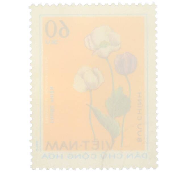 Почтовая марка 60 су 1975 года Северный Вьетнам (ДРВ) «Лекарственные растения — Papaver somniferum» (Артикул: K12-80697) — Фото №2