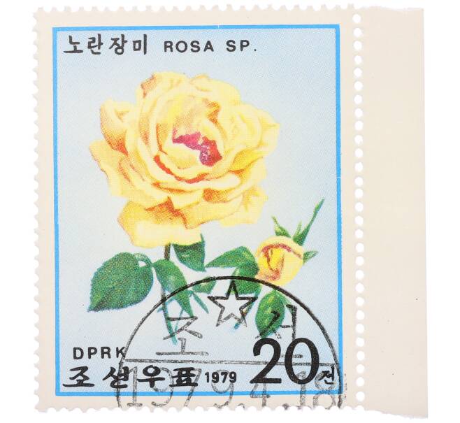 Почтовая марка 20 чон 1979 года Северная Корея «Розы — Rosa Sp» (Артикул: K12-80706) — Фото №1