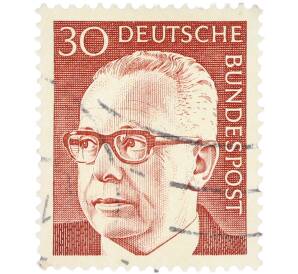 Почтовая марка 30 пфеннигов 1970 года Западная Германия (ФРГ) «Президент Густав Хайнеман» — Фото №1