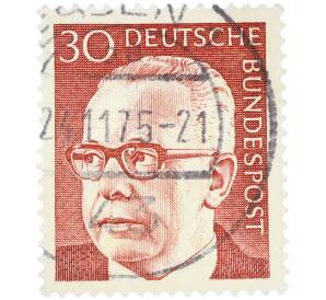 Почтовая марка 30 пфеннигов 1970 года Западная Германия (ФРГ) «Президент Густав Хайнеман» — Фото №1