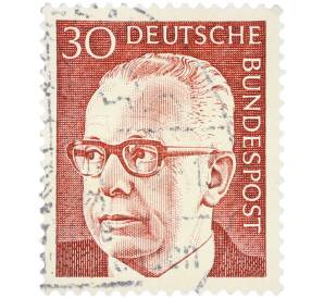 Почтовая марка 30 пфеннигов 1970 года Западная Германия (ФРГ) «Президент Густав Хайнеман» — Фото №1