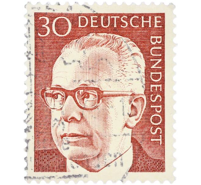 Почтовая марка 30 пфеннигов 1970 года Западная Германия (ФРГ) «Президент Густав Хайнеман» (Артикул: T11-41027) — Фото №1