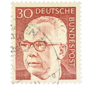 Почтовая марка 30 пфеннигов 1970 года Западная Германия (ФРГ) «Президент Густав Хайнеман» — Фото №1