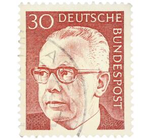 Почтовая марка 30 пфеннигов 1970 года Западная Германия (ФРГ) «Президент Густав Хайнеман» — Фото №1