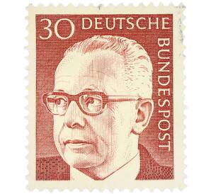 Почтовая марка 30 пфеннигов 1970 года Западная Германия (ФРГ) «Президент Густав Хайнеман» — Фото №1
