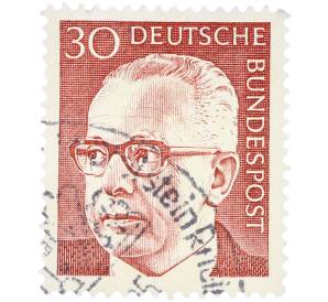 Почтовая марка 30 пфеннигов 1970 года Западная Германия (ФРГ) «Президент Густав Хайнеман» — Фото №1