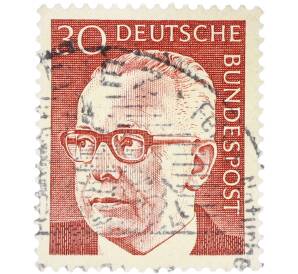 Почтовая марка 30 пфеннигов 1970 года Западная Германия (ФРГ) «Президент Густав Хайнеман» — Фото №1