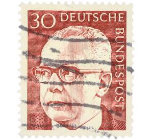 Почтовая марка 30 пфеннигов 1970 года Западная Германия (ФРГ) «Президент Густав Хайнеман» — Фото №1