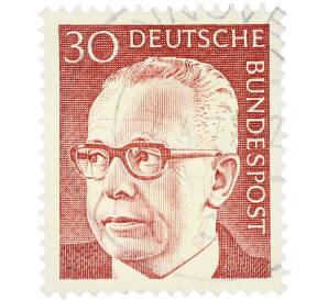 Почтовая марка 30 пфеннигов 1970 года Западная Германия (ФРГ) «Президент Густав Хайнеман» — Фото №1