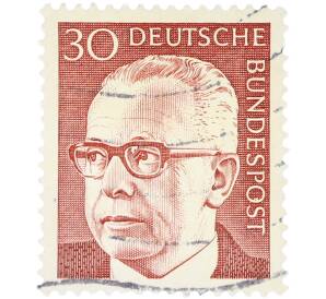 Почтовая марка 30 пфеннигов 1970 года Западная Германия (ФРГ) «Президент Густав Хайнеман» — Фото №1