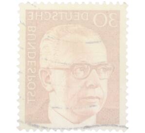 Почтовая марка 30 пфеннигов 1970 года Западная Германия (ФРГ) «Президент Густав Хайнеман» — Фото №2