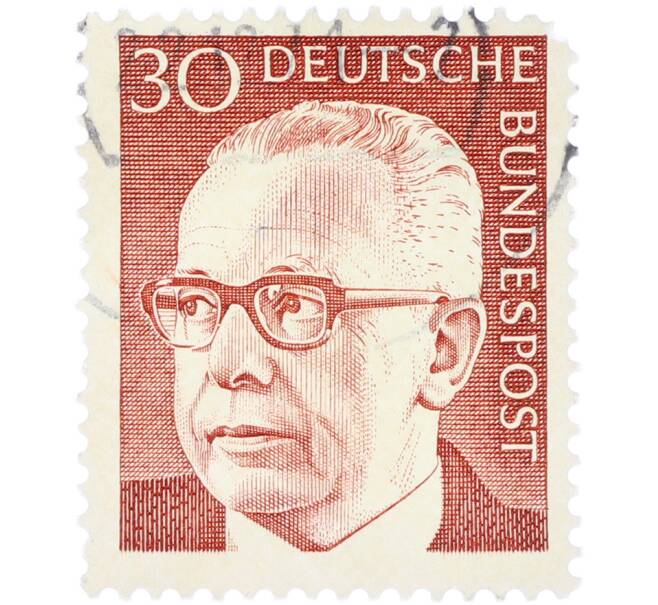 Почтовая марка 30 пфеннигов 1970 года Западная Германия (ФРГ) «Президент Густав Хайнеман» (Артикул: T11-41037) — Фото №1