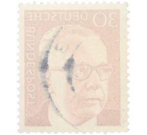 Почтовая марка 30 пфеннигов 1970 года Западная Германия (ФРГ) «Президент Густав Хайнеман» — Фото №2