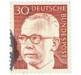 Почтовая марка 30 пфеннигов 1970 года Западная Германия (ФРГ) «Президент Густав Хайнеман» (Артикул: T11-41040) — Фото №1