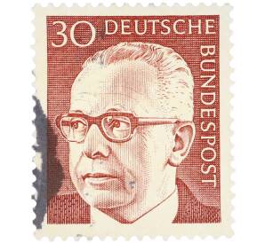 Почтовая марка 30 пфеннигов 1970 года Западная Германия (ФРГ) «Президент Густав Хайнеман» — Фото №1